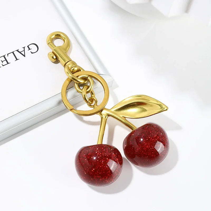 Red Cherry Pendant Keychain