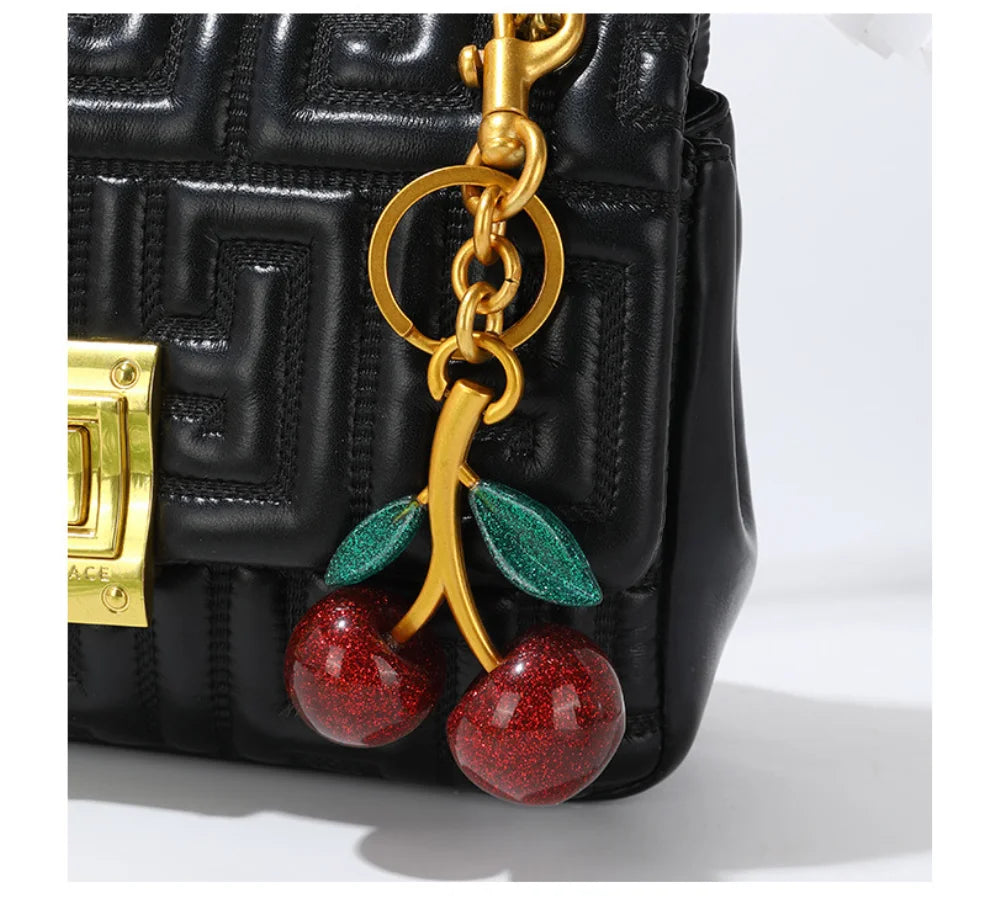 Red Cherry Pendant Keychain