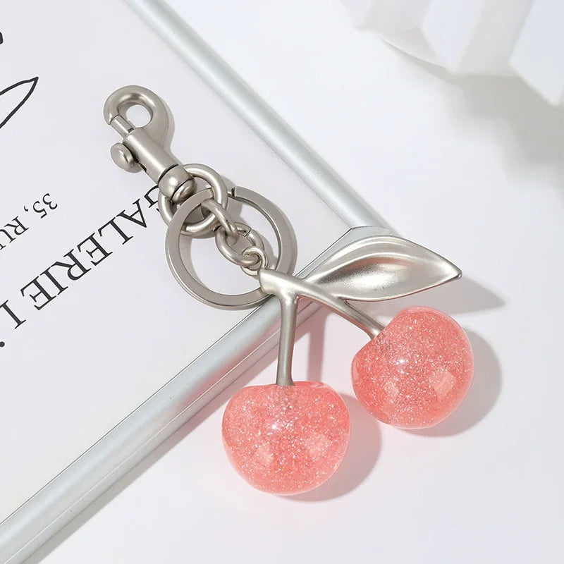 Red Cherry Pendant Keychain