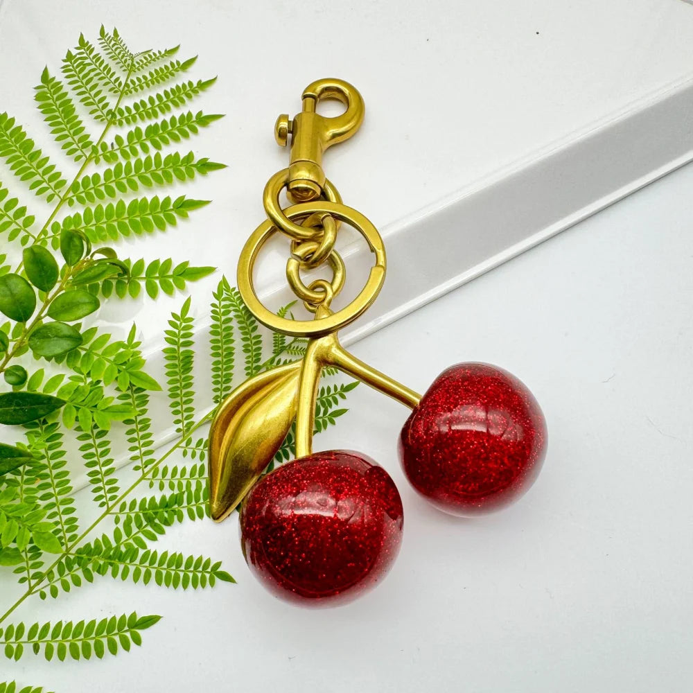 Red Cherry Pendant Keychain