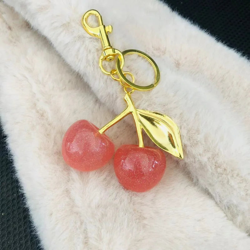 Red Cherry Pendant Keychain