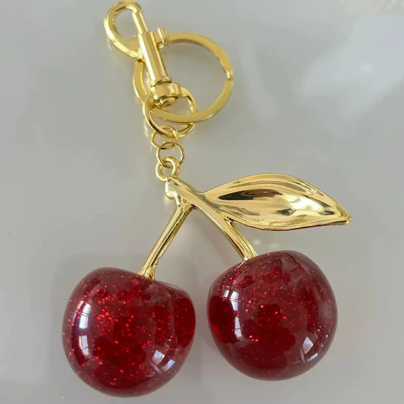 Red Cherry Pendant Keychain